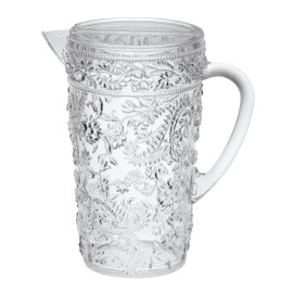 Paisley 2.5 Quarts Plastic Water Pitcher With Lid BPA Free Drinkware Spout Unbreakable Vintage Designcolor: as Pic Color