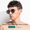 Cyxus Sunglasses Round Men Women Retro Polarised Sunglasses Outdoor UV