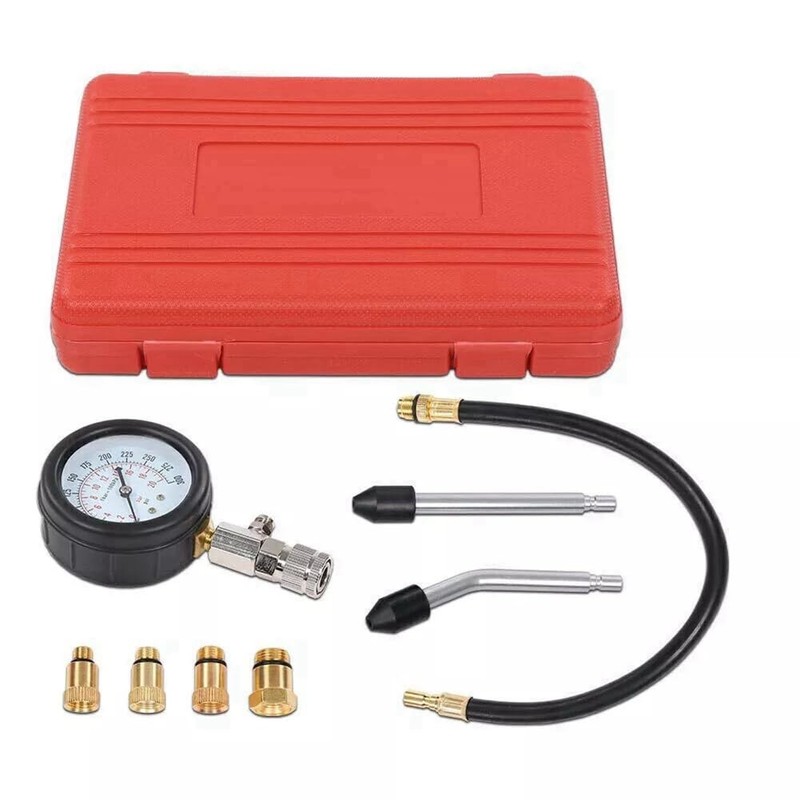 ZENWORYS 8Pcs Petrol Engine Cylinder Compression Tester Kit Gauge Tool