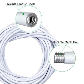 Curtain Wire, 3 m Curtain Wire Rope Set, Curtain Ropes, White Curtain Wire, Curtain Wire Curtain Cord with 8 Pieces Screw Eyelets and 8 Pieces Hooks, for Curtains, Shower Curtains, Curtain Rods