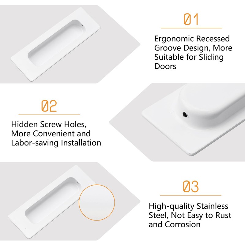 MOROBOR 4 PCS Recessed Cabinet Handles, Warm White Stainless Steel