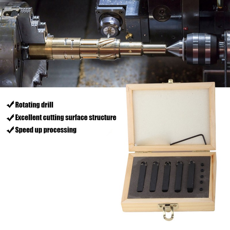 5PCs Carbide Turning Tool Indexable Set 5/16‑Inch for Surface‑Cutting /