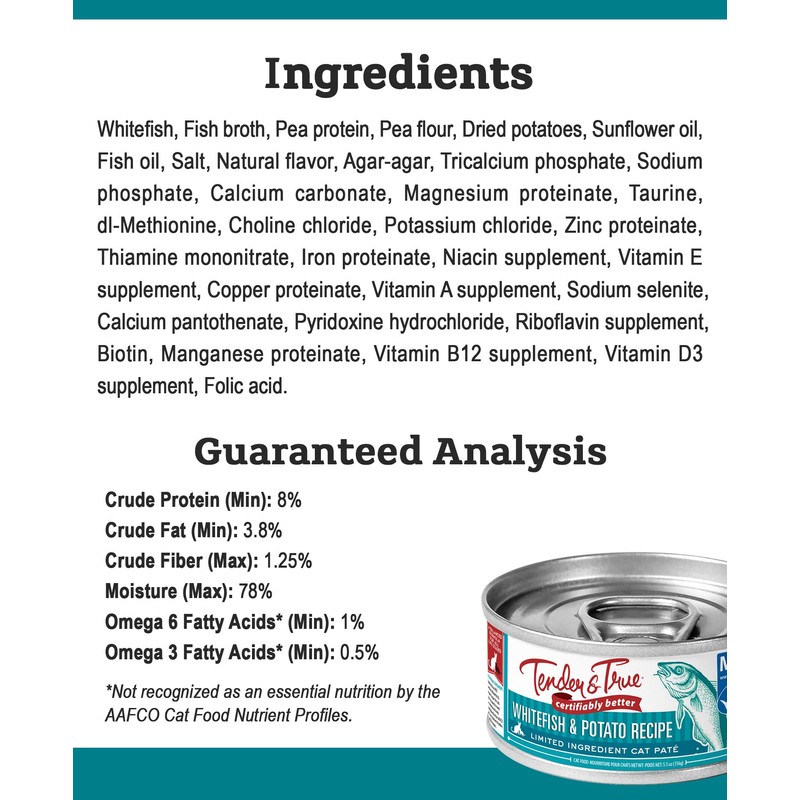 Tender & True Ocean Whitefish & Potato Recipe Canned Cat