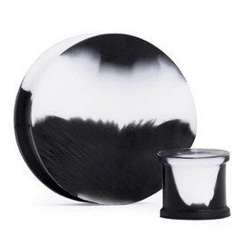 2 x Ohrstöpsel aus massivem Marmor, zweifarbig, Silikon, 6 mm bis 30 mm (Paar), 6 mm, Silikon, Kein Edelstein