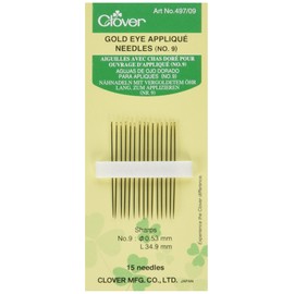 Clover Gold Eye Applique Needles-Size 9 15/Pkg, No.9, Metal