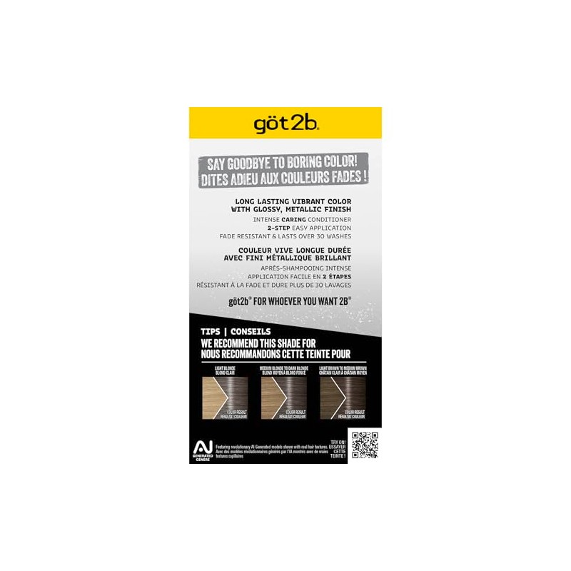 Got2b Metallics Permanent Hair Color, M72 Dusty Silver