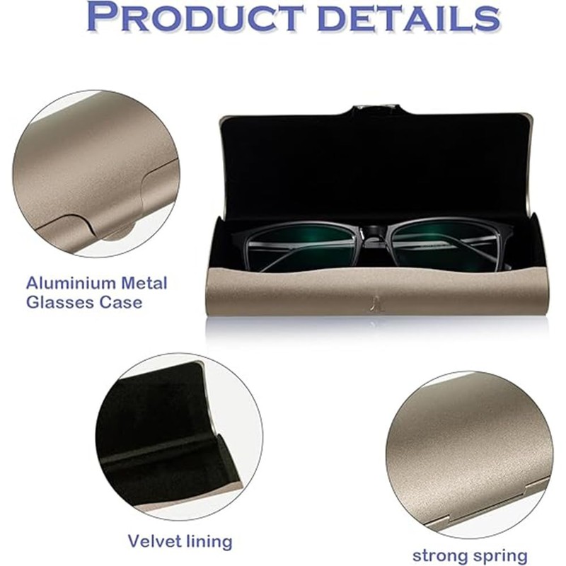 HUATEEN Aluminium Hard Shell Spectacle Case with Magnetic Closure -