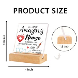 Nurse Appreciation Gift, Best Nurse Gifts, Nurse Week Day Gifts, Nurse Retirement Farewell Going Away New Job Leaving Gift, Birthday Christmas Gifts for Nurse - Clear Plaque Sign With Wooden Stand