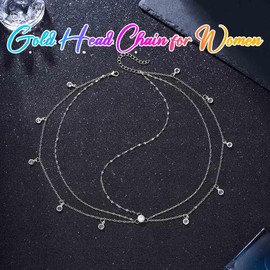 Aukmla Boho Head Chain Headpiece Costume Prom Forehead Headband Hair Accessories for Women (Silver, One Size)