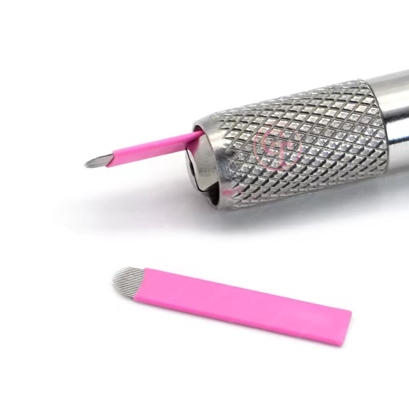 Disposable Microblading Needles 50pcs Pink 0.15mm Nano Microblading Blades Eyebrow