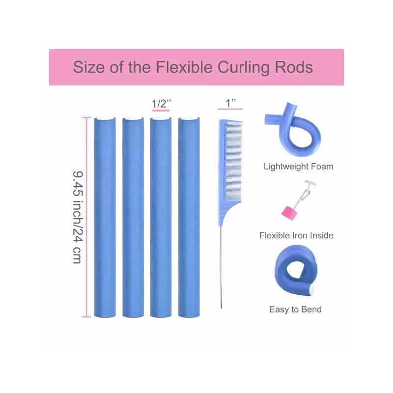 Flexi Rods 36 플렉시 로드 헤어 롤러 길고 짧은 트위스트를