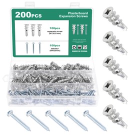 Moendergo 100 Pieces Self Drilling Plasterboard Anchors Metal 12x30mm Drywall Anchors Plasterboard Fixings with Screws Wall Anchor Hooks Carbon Steel Hollow Wall Anchor (B)