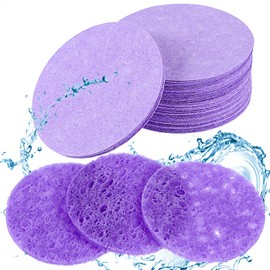 50 Count Compressed Facial Sponges for Washing Face Sponges Exfoliator Sponge for Skincare Routine and Makeup Remove (Purple)