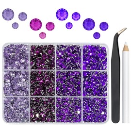 qiipii Resin Rhinestones Bulk for Crafting 3mm 4mm 5mm Flatback Crystal Stones Non-Hotfix 4 Color Light Purple Dark Purple Grape Purple Purple Violet Resin Gems Diamonds for Nails Makeup DIY Crafts
