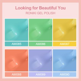 RONIKI Pastel Gel Nail Polish Set, 6 Colors Spring Summer Popular Macaron Green Purple Yellow Blue Orange Gel Polish Kit Nail Art Gifts for Women