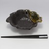 Banko Ware 17744 Kurooribe Konoha Shaped Small Bowl