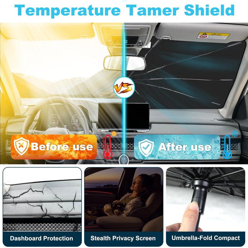 2025 Upgrade Windshield Sun Shade Umbrella Custom Fit for Honda