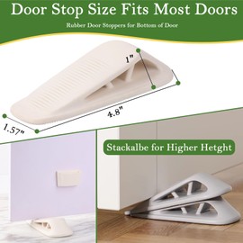 Fursafe&Q Rubber Door Stoppers for Bottom of Door, Door Stop Wedge with Holder, Heavy Duty Doorstops 4 Pack, Wall Protector for Home & Office & School & Commercial Doorstop Keep Open Stack White