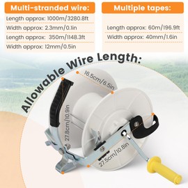 3:1 Geared Electric Fencing Reel with Reel Guide,Electrified Rope Winder Reel with Locking Function for Farms, Ranches, Gardens(2PCS)