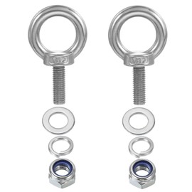 PATIKIL M12 x 35mm Eye Bolt with Nut, 2 Pack 304 Stainless Steel Lifting Shoulder Eyebolt Lift Thread Screws for Hanging, Silver