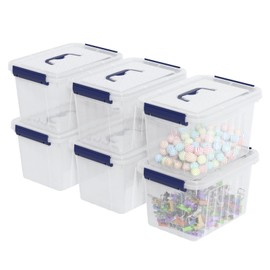 Yuright 3.5 Quart Small Clear Latching Storage Box with Handle, 6 Packs