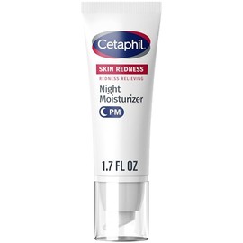 Cetaphil Crema hidratante facial para aliviar el enrojecimiento de la noche, 1.7 onzas | Fragrance Free, Hypoallergenic, Soothes Dry Redness-Prone Ski