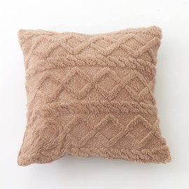 YunJeude Cushion Cover 17.7 x 17.7 inches (45 x 45 cm), Scandinavian 2 Piece Set Faux Fur Fluffy 3D Geometric Pattern, Stylish, Cute, Soft, Modern, Elegant, Zipper, Home Decoration, Car Decoration,