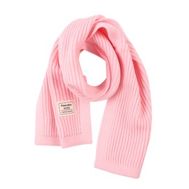 Peecabe Winter Little Kids Scarf Soft Warm Girls Knitted Scarf Toddler Boy Cold Weather Elastic Neck Warmer (Light Pink)