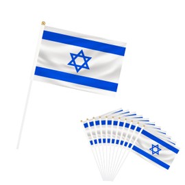 Rotenl 50 Pack Israel Hand Held Mini Flags, Small Israeli Stick Flags with Pole, International Country Flags, Festival Events, Parades, Patriotic, Indoor and Outdoor, Party Decorations (Israel)