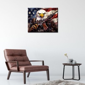 Tucocoo Bald Eagle Paint by Numbers for Adults Fierce Hawk Canvas Painting Beginner to Advanced Number Painting Kit Independence Day Decoration for Indoor Bedroom Office Outdoor 16x20inch No Framed