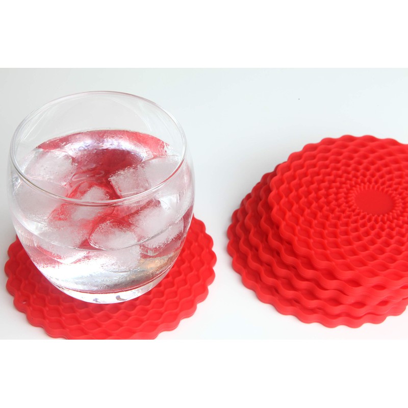 Red Drinks Coasters Set of 6 by Stone & Thyme