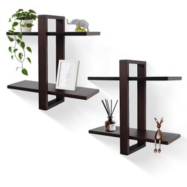 FURAOMEILI Floating Shelves for Wall,Wall Mounted Storage Display Shelves for Living Room,Bedroom, Bathroom, Kitchen,Office，Set of 2(Walnut)