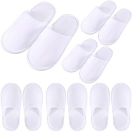Twistover 6 Pairs Kids Disposable Slippers Non Slip Closed Toe Spa Slippers Comfortable House Spa Indoor Outdoor for 4-12 Years Old Boys Girls Party Hotel Travel(White,Medium)