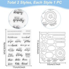 ACRNIGHEET Sentiments Clear Stamps and Metal Cutting Dies for Card Making Greeting Words Silicone Stamp and Die Cuts Set Blessing Words Transparent Stamps for DIY Scrapbooking Paper Craft Supplies