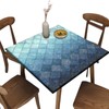 ATZGWUI Square Fitted Tablecloth, Navy Blue Gradient Polyester Table Cloth,
