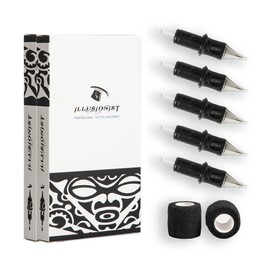 Illusionist Ultra Premium Professional Cartridge Needles w/Grip Wrap Tape #12 Round Liner 20 Pack (1211RL)