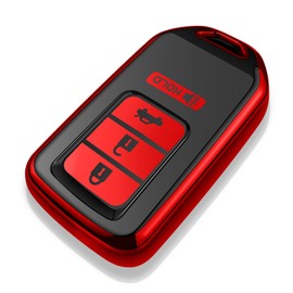 Tukellen for Honda Key Fob Cover, Premium Soft TPU Full Protection Key Fob Case for Accord Civic CRV Pilot Ridgeline Odyssey Passport Smart Remote Key Protector 4 Buttons (Red)