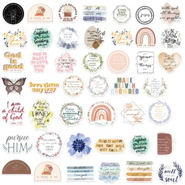 50PCS Bible Stickers, Inspirational Christian Stickers for Water Bottle Laptop Phone Vintage Bible Sticker, DIY Aesthetic Jesus Faith Christian Stickers Religious Christian Gifts