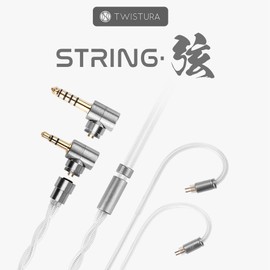 TWISTURA String Single Crystal Copper Silver Plated Hybrid Upgrade Cable, 0.03 in (0.78 mm) 2 Pin Receptacle, 0.1 in (3.5 mm) Single End, 14.9 ft (4.4 m) Balance, 84 Cores (2 Strings), Earphone Replacement Cable, Earphone Monitor, Improved Sound Quality, Metal Connector, Detachable