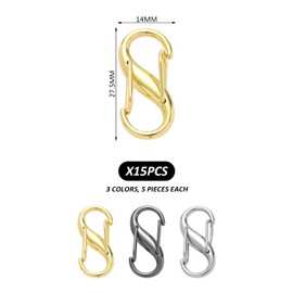 NYGGTYK Pack of 15 Anti-Theft Zip Clips, Replacement Double Buckle for Zip Slider, Zip Lock Clip, Carabiner Clip, Double Ended Carabiner Clip, multicoloured