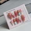 Handmade Press on Nails Medium Almond Fake Nails Blue French