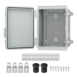 Durable ABS Plastic Enclosure Outdoor IP67 Weatherproof Plastic Electrical Cable Distribution Junction Box 8.7"x6.7"x4.3"Color: Gery