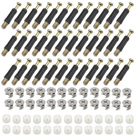 Kissral 50 pieces furniture connection sets, eccentric furniture connector, furniture fitting, screw-in dowels with cover edge, connection fitting for furniture, table cabinets