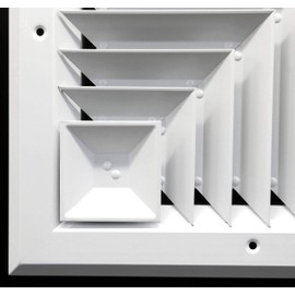 8 x 8 (in) HVAC Vent Cover - Corner Aluminum Bar Ceiling Diffuser - with Opposing Dampers Via Lever Control [Outer Dimensions: 11" Width
