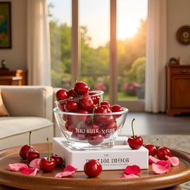 SquarezhenBo 20Pcs Red Artificial Cherries, Fake Cherry Model Lifelike Fruit Cherry Ornament, Fake Cherries,Plastic Cherries, Home Kitchen Party Decoration Desk Ornament Photography Prop Home Décor