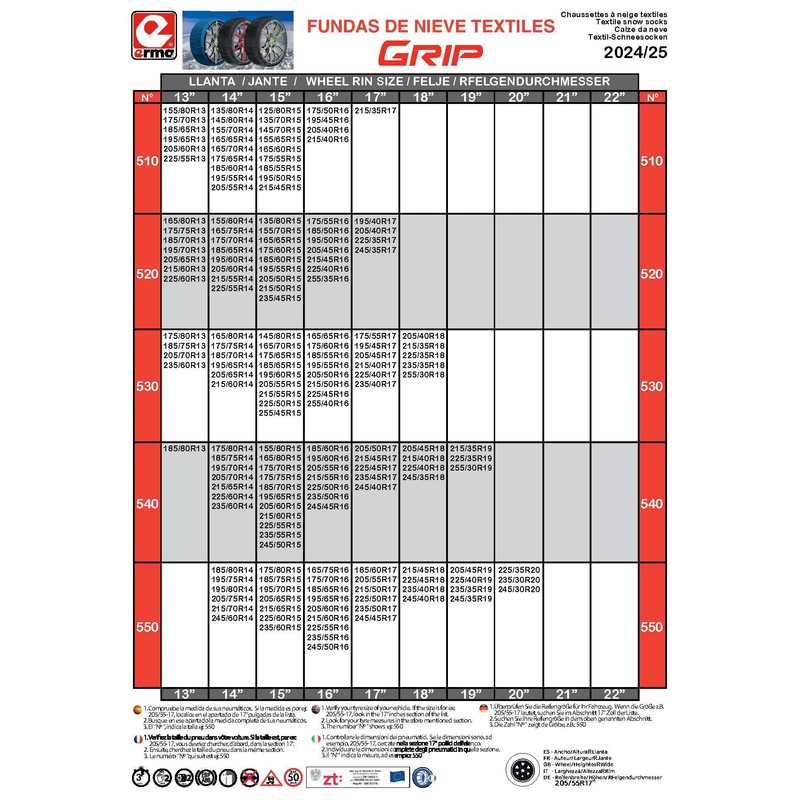 Grip – Textile Snow Chains Size No. 520, Black
