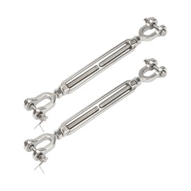 Kcgani 2 Pack Turnbuckle 5/16 M8 304 Stainless Steel Jaw and Jaw Turnbuckle, 2100 lbs Working Load Limit, Heavy Duty Turnbuckles Hook for Tensioning Cable or Rope, Shade Sail, Yard Zipline