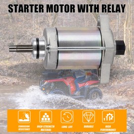 Starter Motor with Solenoid Relay Compatible with Rancher 420 TRX420 Foreman 500 TRX500 Pioneer 500 2007-2021 Replaces 31200-HP5-601 31200-HR0-F01