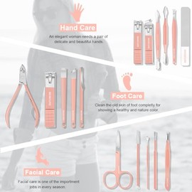 Leipple Set De Manicura Y Pedicura Profesional 16 Piezas De Acero Inoxidable Kit De Cuidado De Uñas Con Estuche De Viaje De Cuero De Lujo Para Uñas Gruesas Ideal Para Hombres Y Mujeres