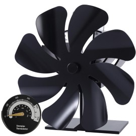 Tomersun 8-Blade Log Burner Stove Fan Heat Powered- Wood Burning Stove Fan with Thermometer for Fireplace/Log Burner/Woodburner/Multifuel Stoves, Silent Eco-Friendly